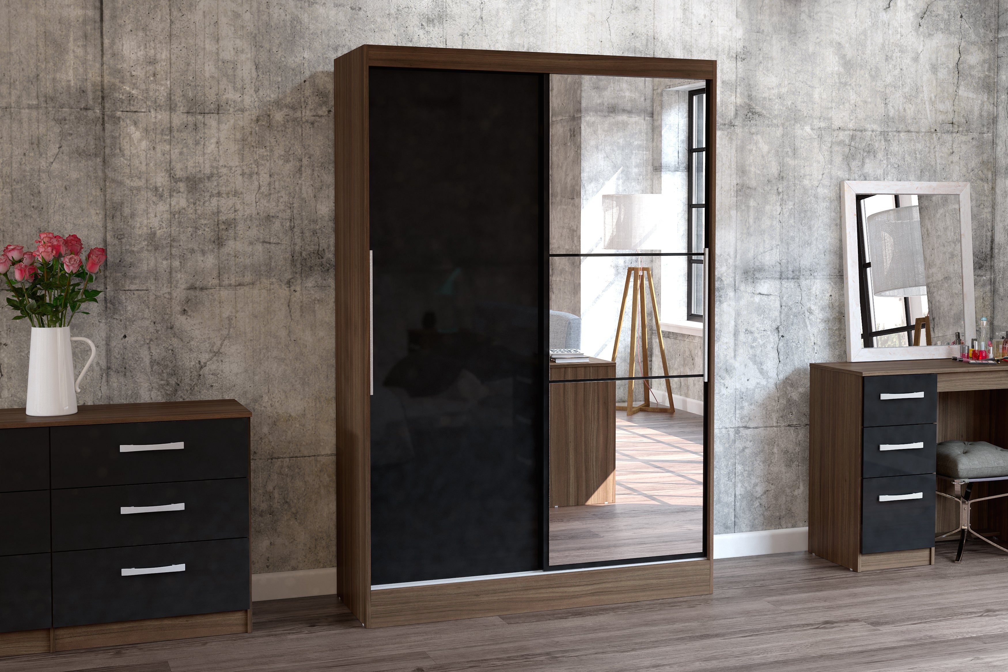 Lynx 2 Door Sliding Wardrobe With Mirror