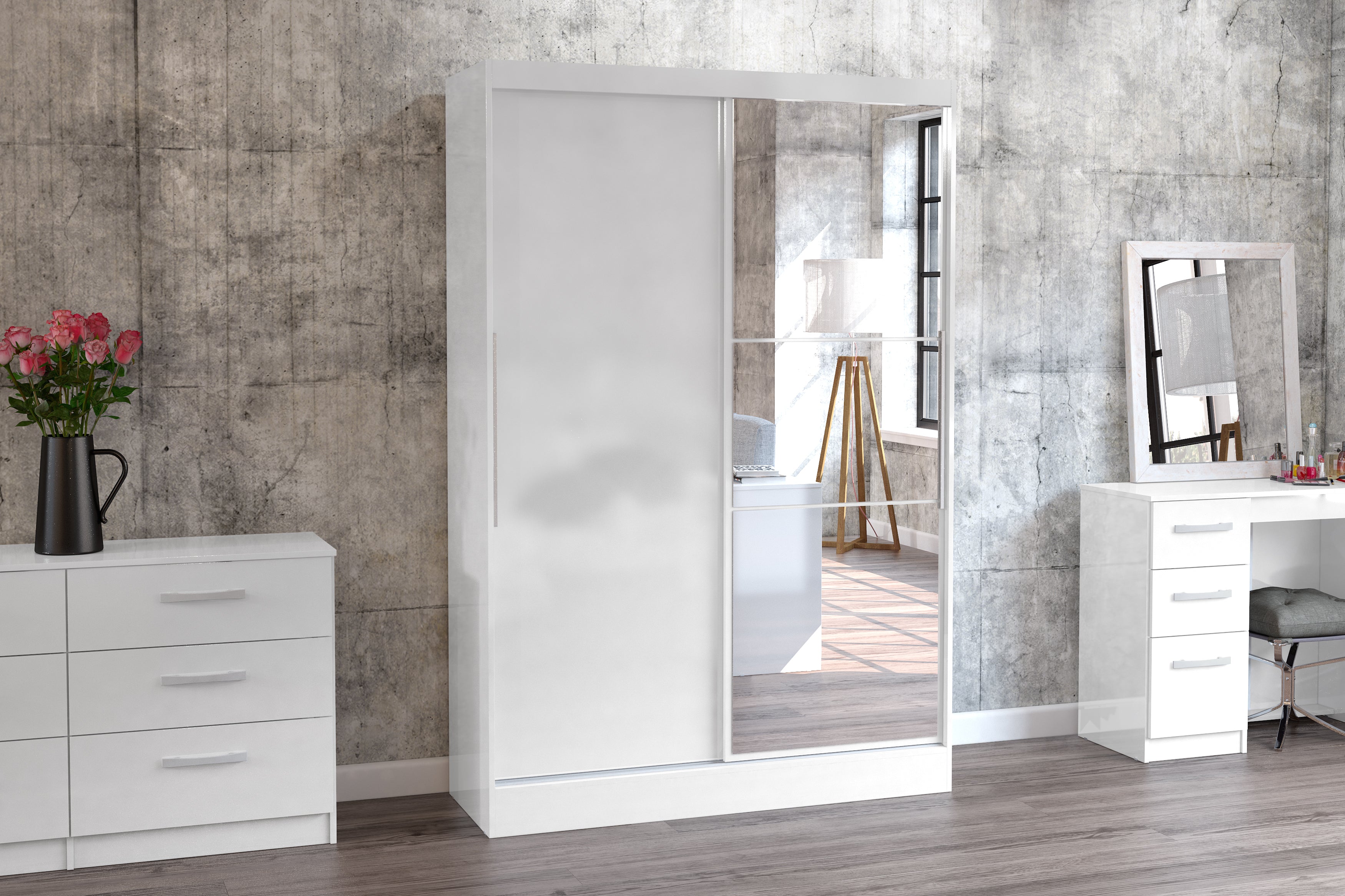 Lynx 2 Door Sliding Wardrobe With Mirror