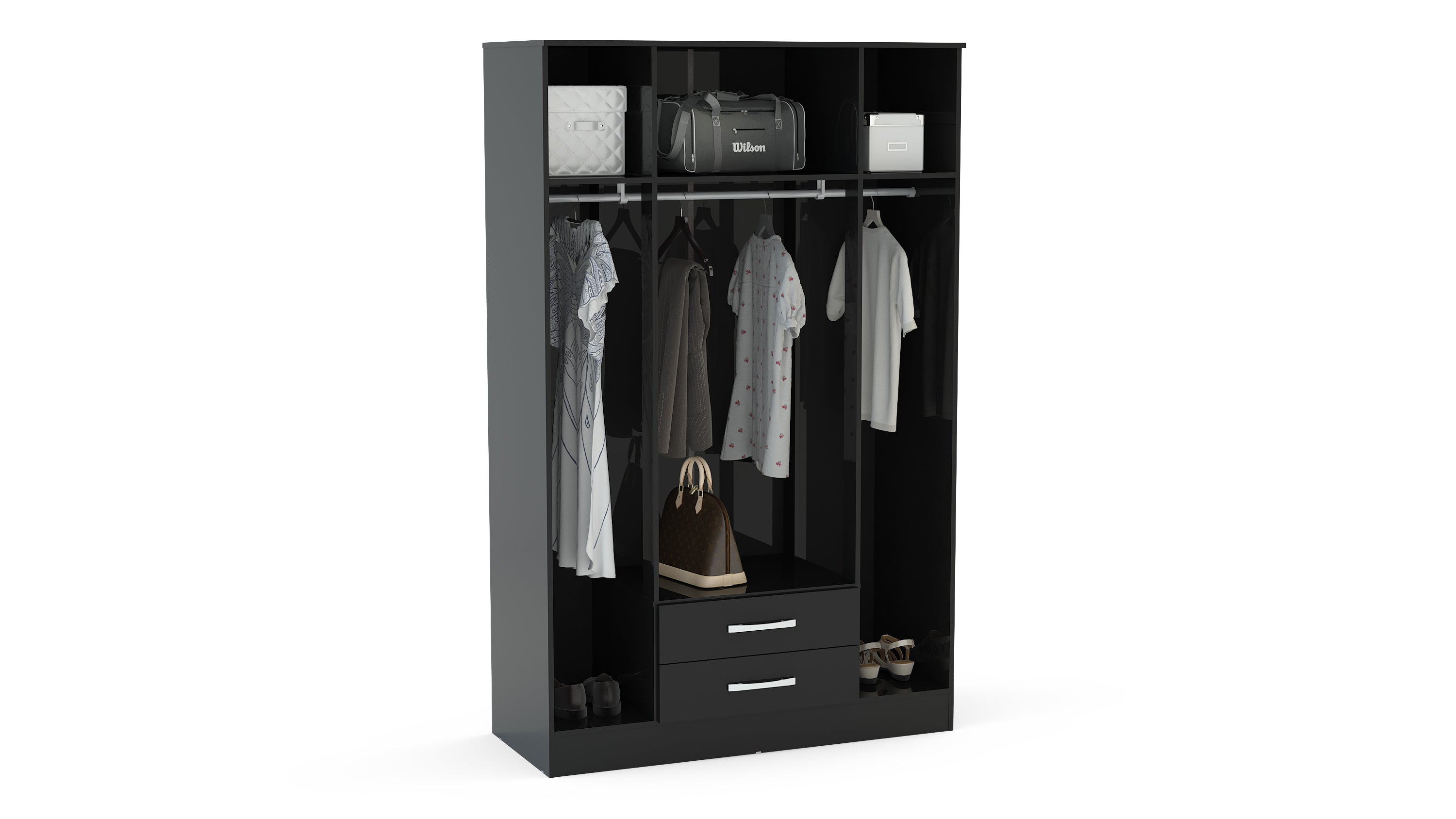 Lynx 4 Door 2 Drawer Wardrobe With Mirror