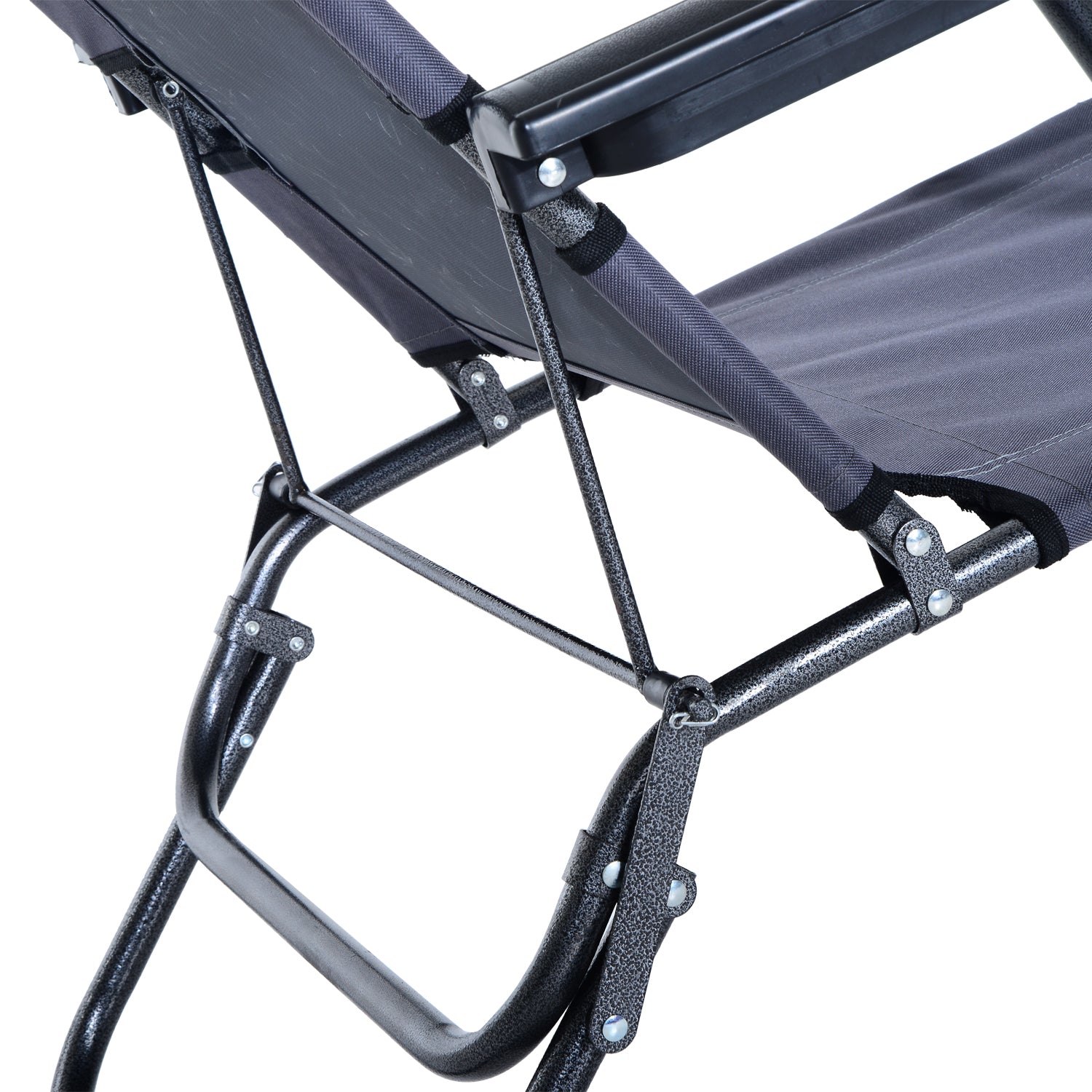 2 in 1 Sun Lounger Folding Reclining Chair Garden Outdoor Camping Adjustable Back with Pillow Grey