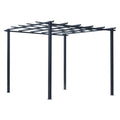 3 x 3 Meter Metal Pergola Gazebo with Grid Top - Black Epoxy Finish