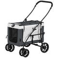 Foldable Dog Stroller with Detachable Carrier and Soft Padding for Mini Small Dogs - Grey
