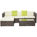 4 Seater Garden Rattan Sofa Set with Cushions - Brown