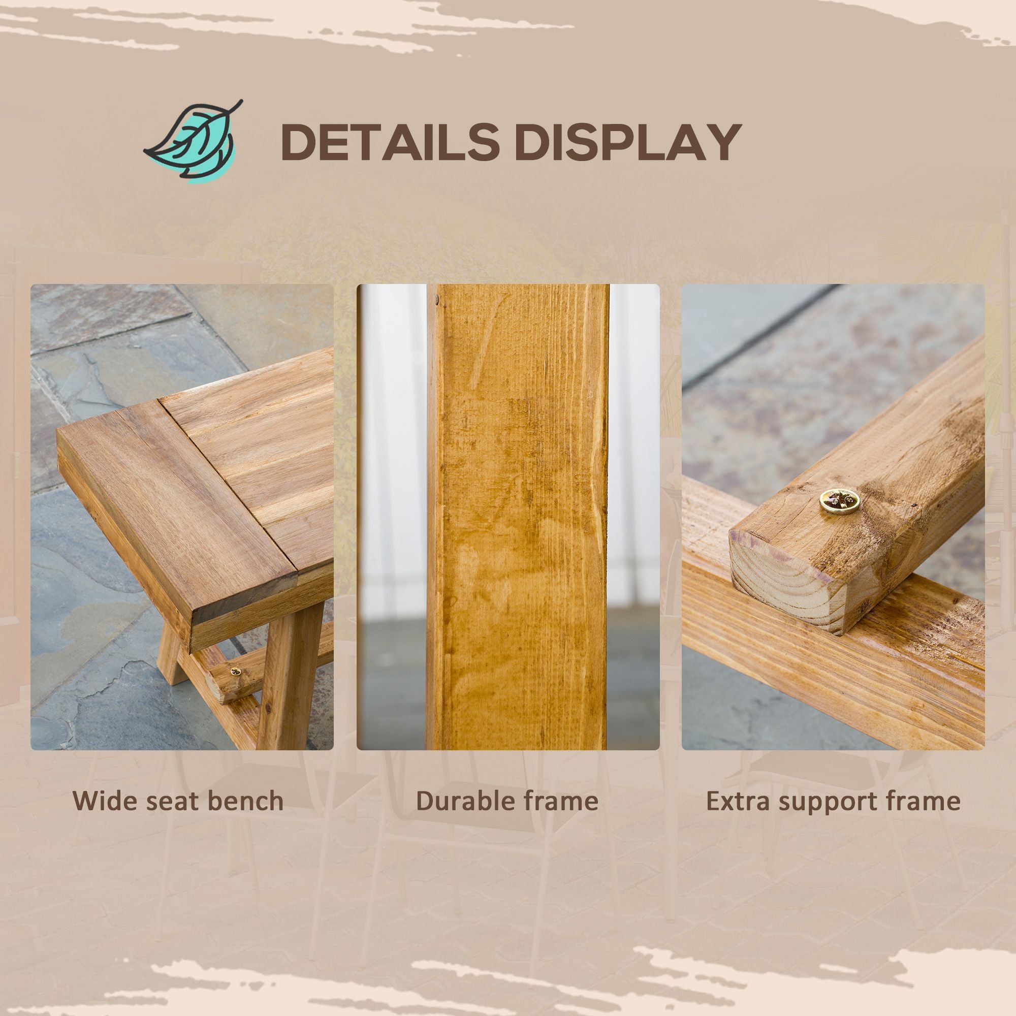 3 Piece Outdoor Garden Dining Set Acacia Wood Natural Finish