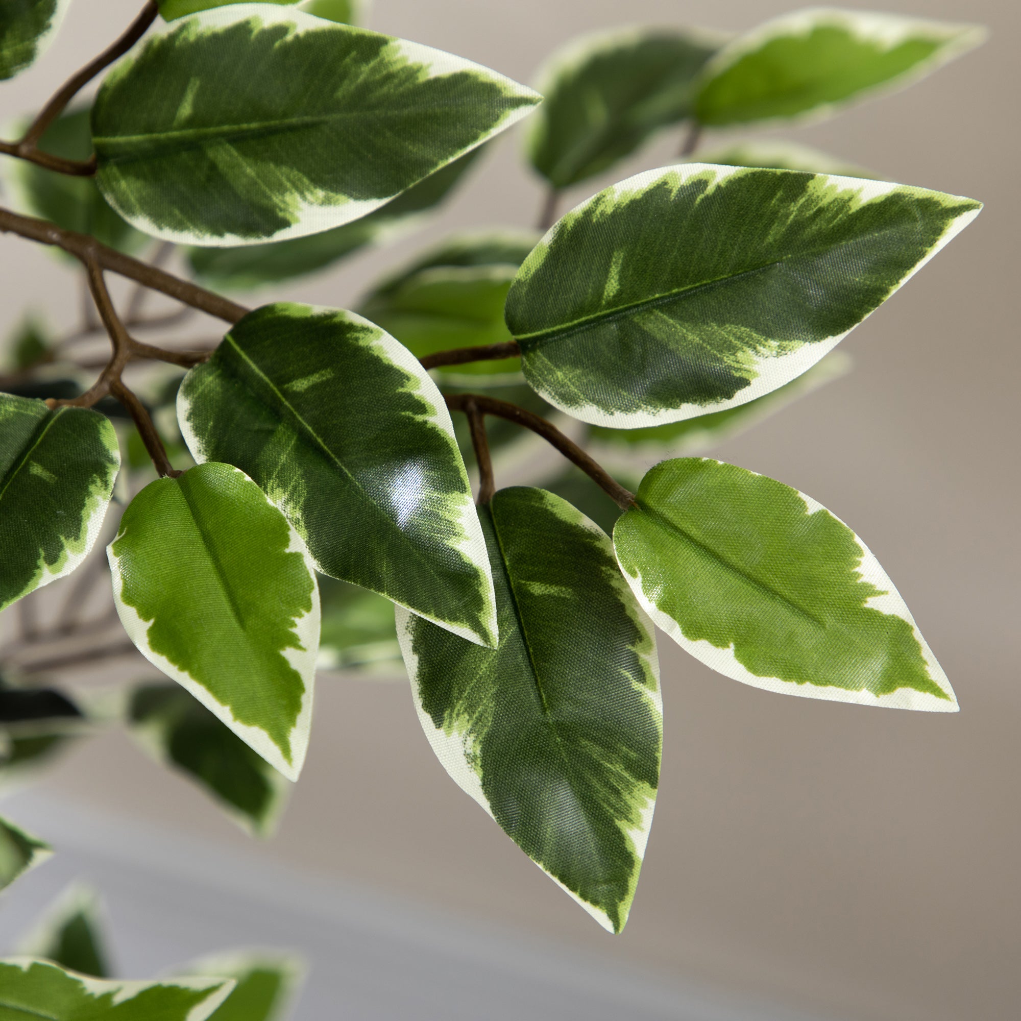 Set of 2 Artificial 130cm Ficus Trees in Pot with Lifelike Leaves and Natural Trunks - Green