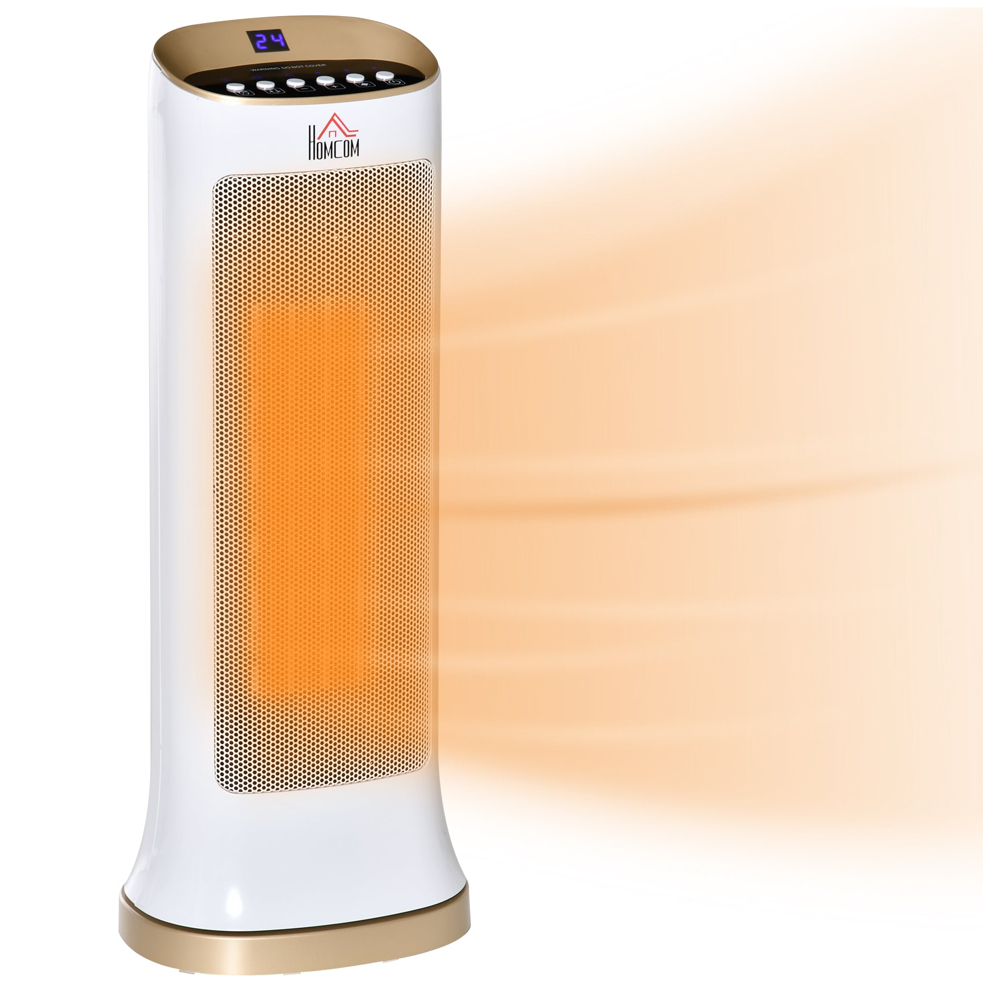 Ceramic Tower Heater 45° Oscillating Space Heater w/ Remote Control 8hr Timer Tip-Over Overheat Protection 1000W/2000W-White