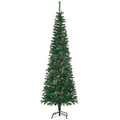 6.5' Slim Artificial Christmas Tree with 556 Tips & 27 Pine Cones - Green