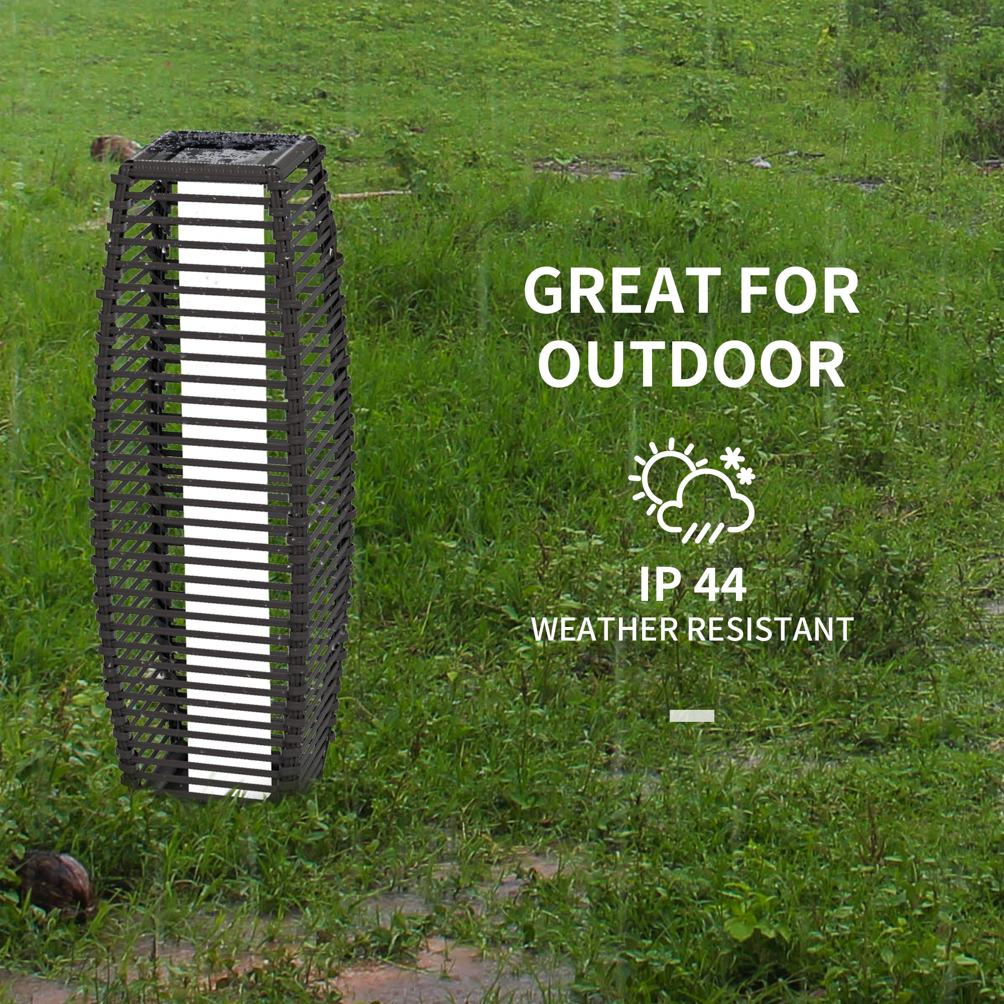 Solar Floor Lamp with Auto On/Off for Outdoor Garden - Grey
