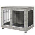Indoor Large Dog Kennel with Double Doors and Soft Cushion 106x74x81.5cm - Grey