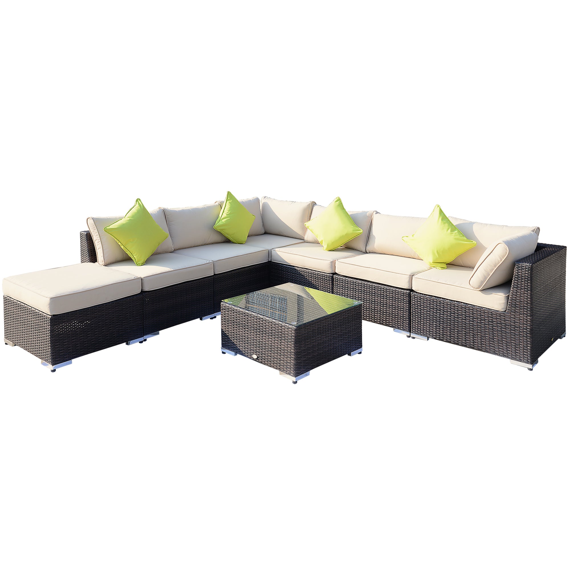 8pc Rattan Sofa Garden Furniture Aluminium Outdoor Patio Set Wicker Seater Table - Mixed Brown