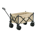 Folding Garden Trolley Wagon Cart 120KG Capacity with Carry Bag for Beach Camping Festival - Khaki