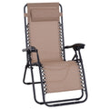 Zero Gravity Outdoor Reclining Chair with Adjustable Head Pillow - Beige