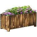 Raised Wooden Rectangular Flower Bed Planter Box 4 Feet - Natural Wood