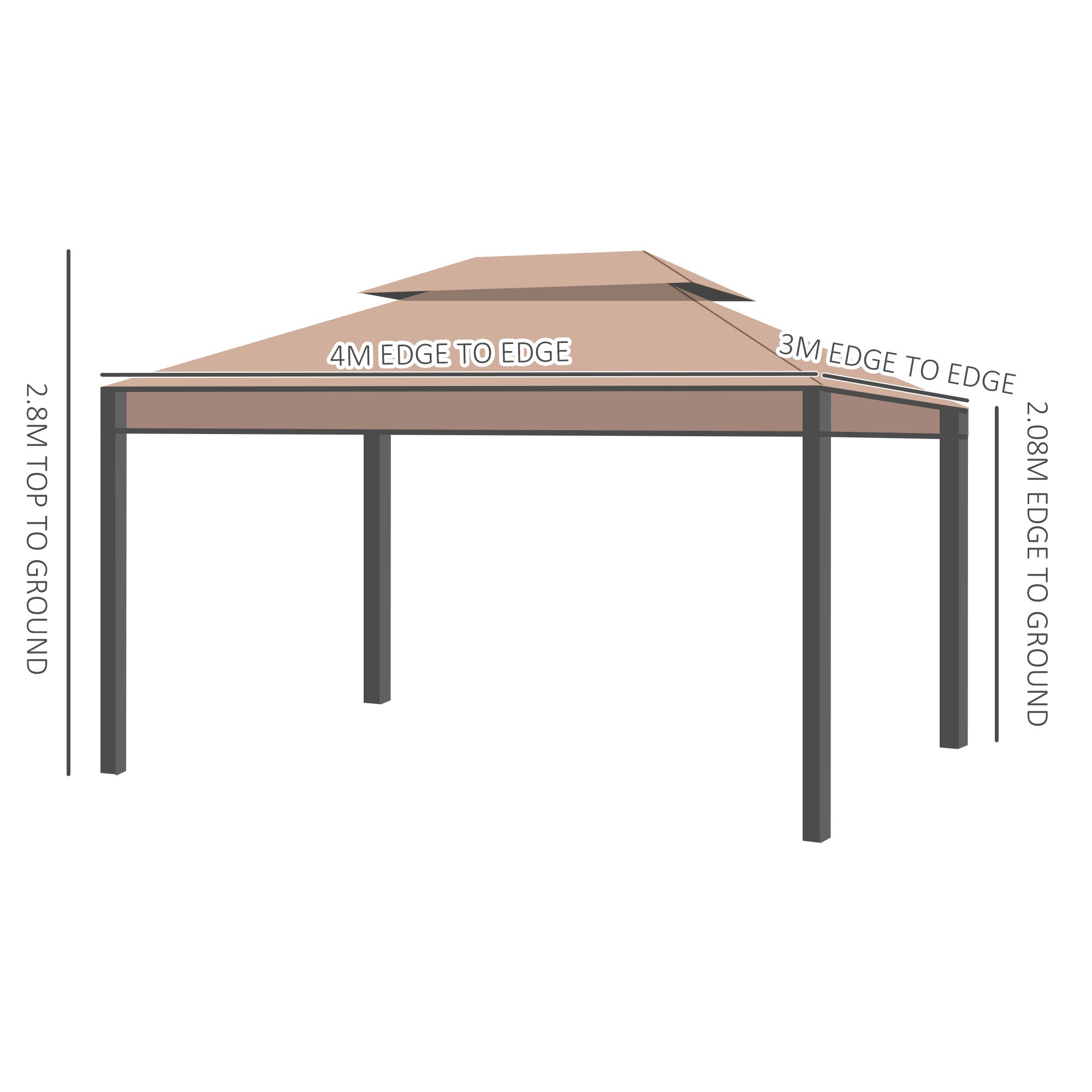 3 x 4m Garden Metal Gazebo Marquee Patio Party Tent Canopy Shelter with Sidewalls Pavilion New