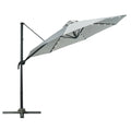 3 Metre Cantilever Roma Parasol with Solar LED Light and Cross Base - Grey