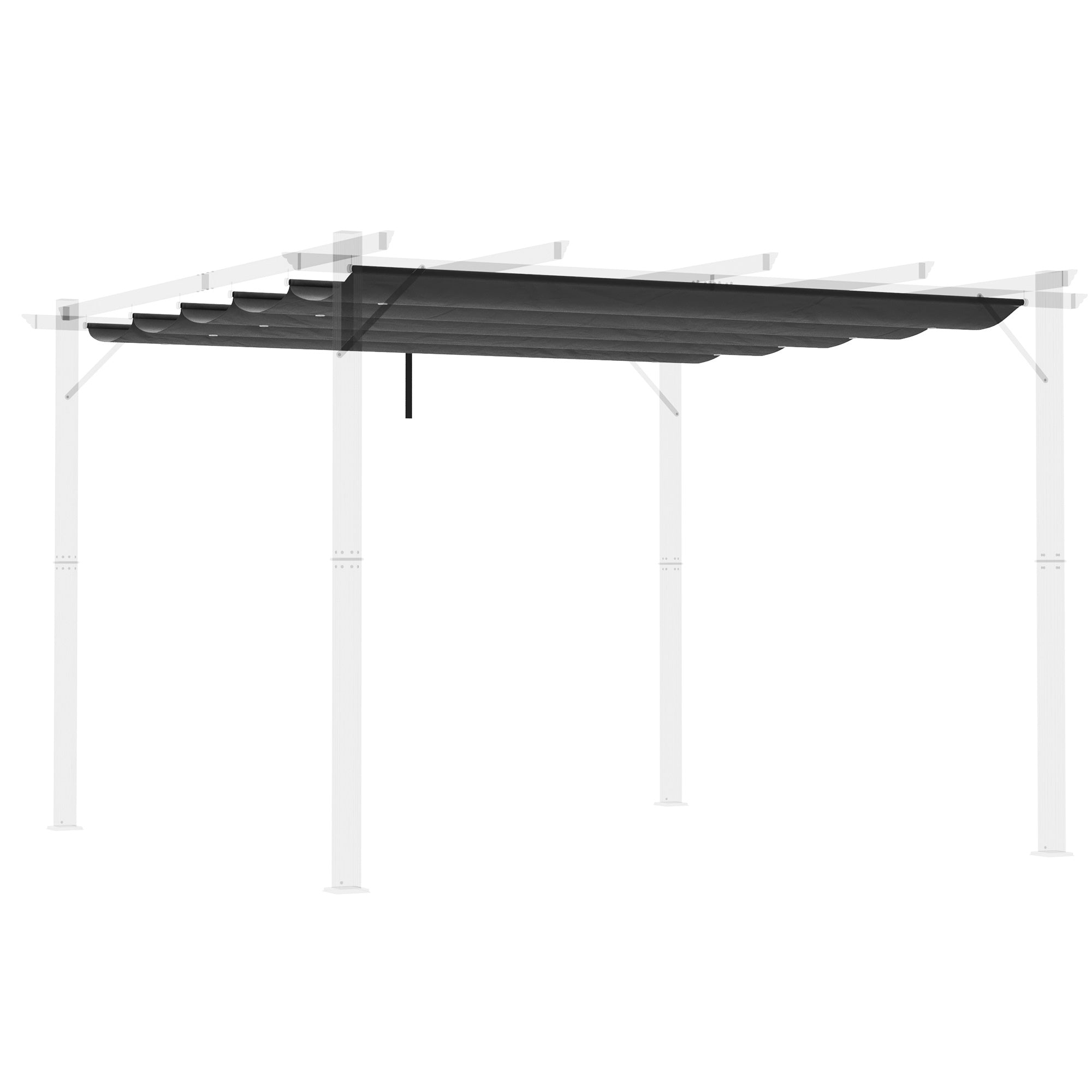 Retractable Pergola Shade Cover, Replacement Canopy Fabric for 3 x 3 (m) Pergola, Gazebo Retractable Roof, Dark Grey