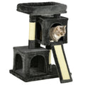 Cats 3-Tier Sisal Rope Leisure Tree with Plush Covering - Dark Grey