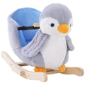 Rocking Animal Penguin Plush Musical Rocker with 32 Songs Wide Seat Handlebar - Multicoloured