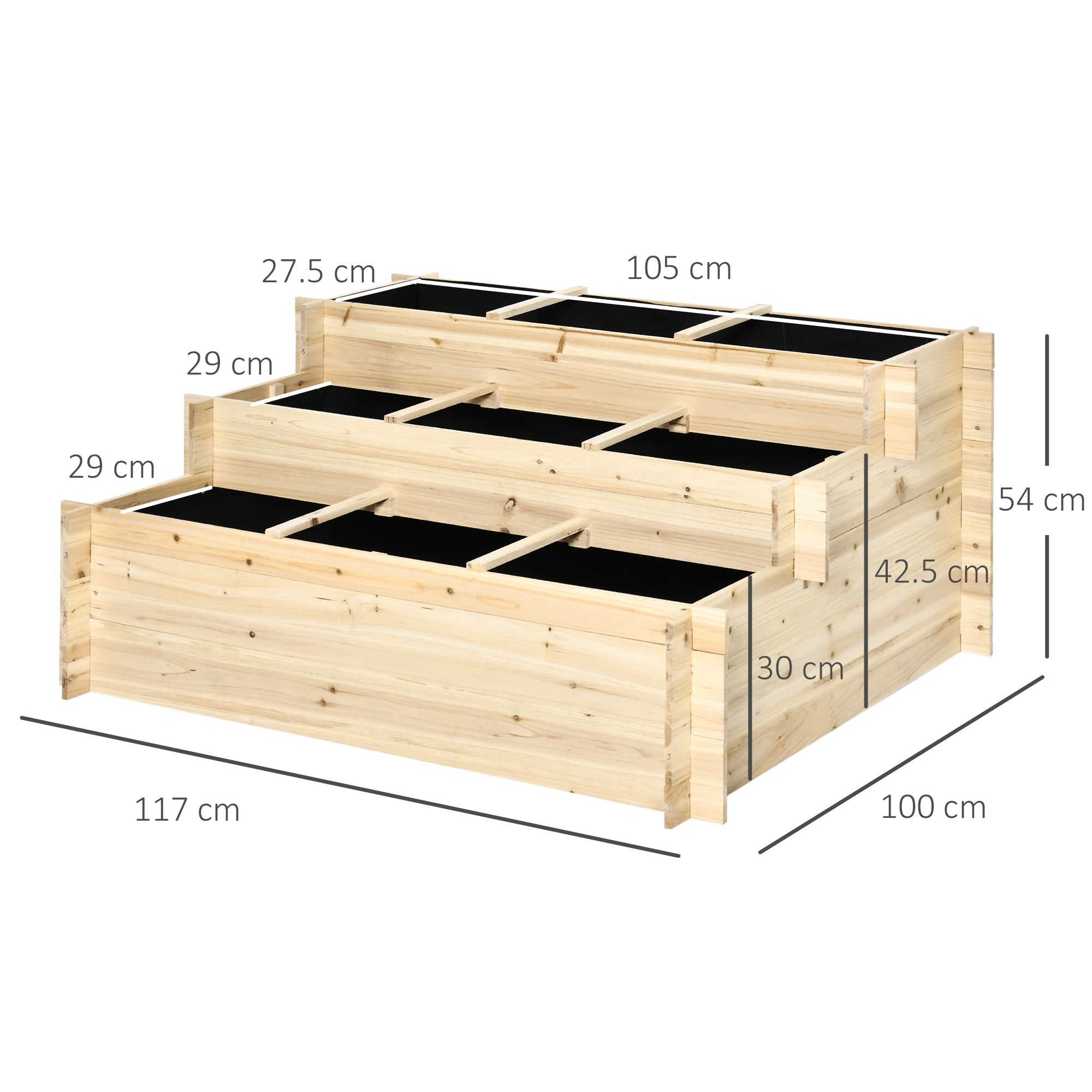 3 Tier Raised Garden Bed Elevated Planter Flower Box with 9 Grow Grids and Non-woven Fabric for Vegetables, Flower, Herb Outdoor Indoor Use