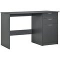 High Gloss Computer Desk with Drawers and Storage Cabinet, Modern Writing Workstation - Grey