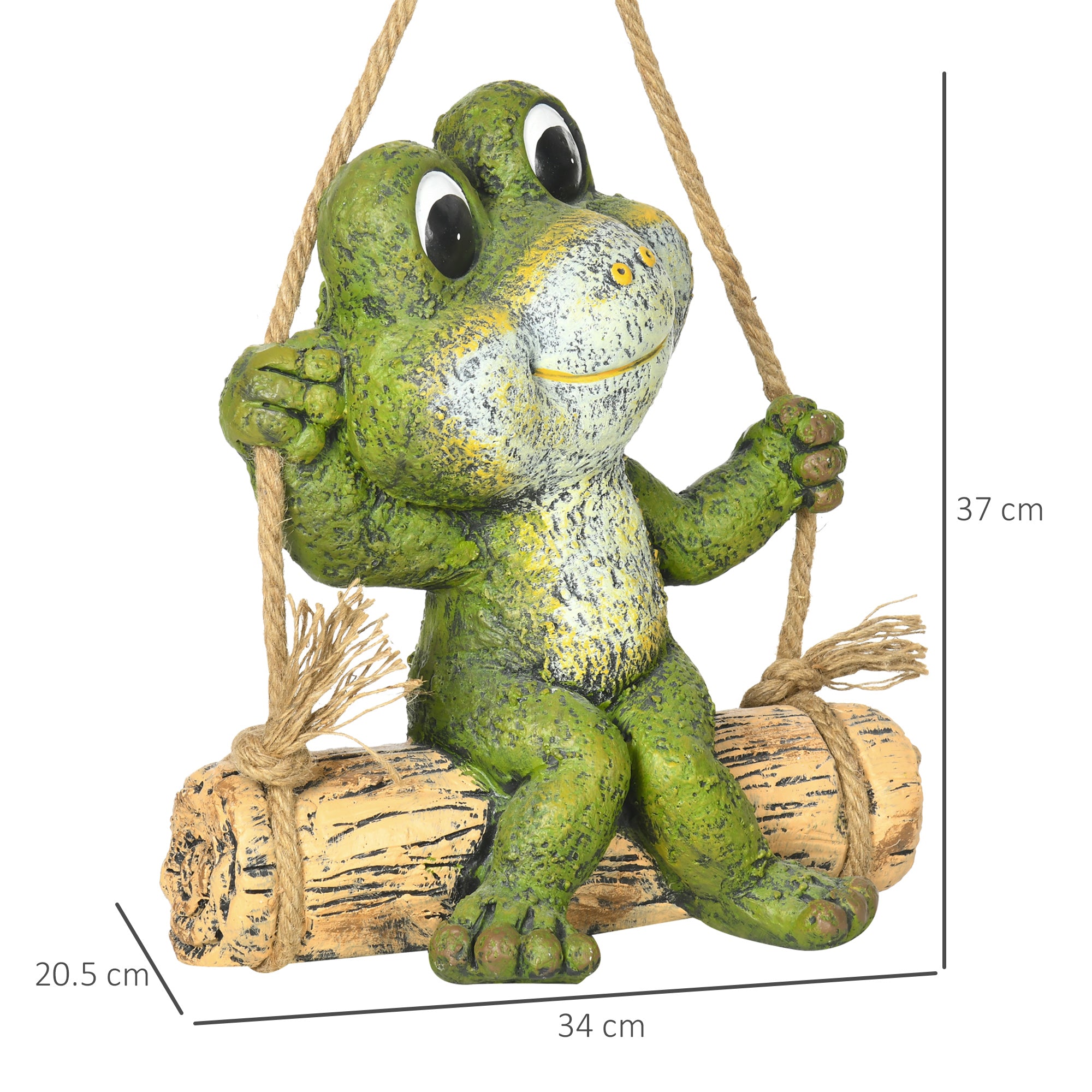 Hanging Garden Statue, Vivid Frog on Swing Art Sculpture, Outdoor Ornament Home Decoration, Green