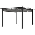 4 x 3 Metre Aluminium Pergola with Retractable Roof - Grey