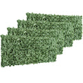 Set of 4 Artificial Leaf Hedge Privacy Fence Panels 240x100 cm - Dark Green