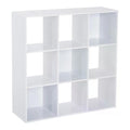 Wooden 9 Cube Storage Unit with 3 Tier Shelves Organiser Rack - White