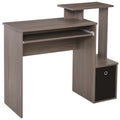 Compact Small Computer Desk with Sliding Keyboard Tray, Storage Drawer & Shelf Workstation - Grey