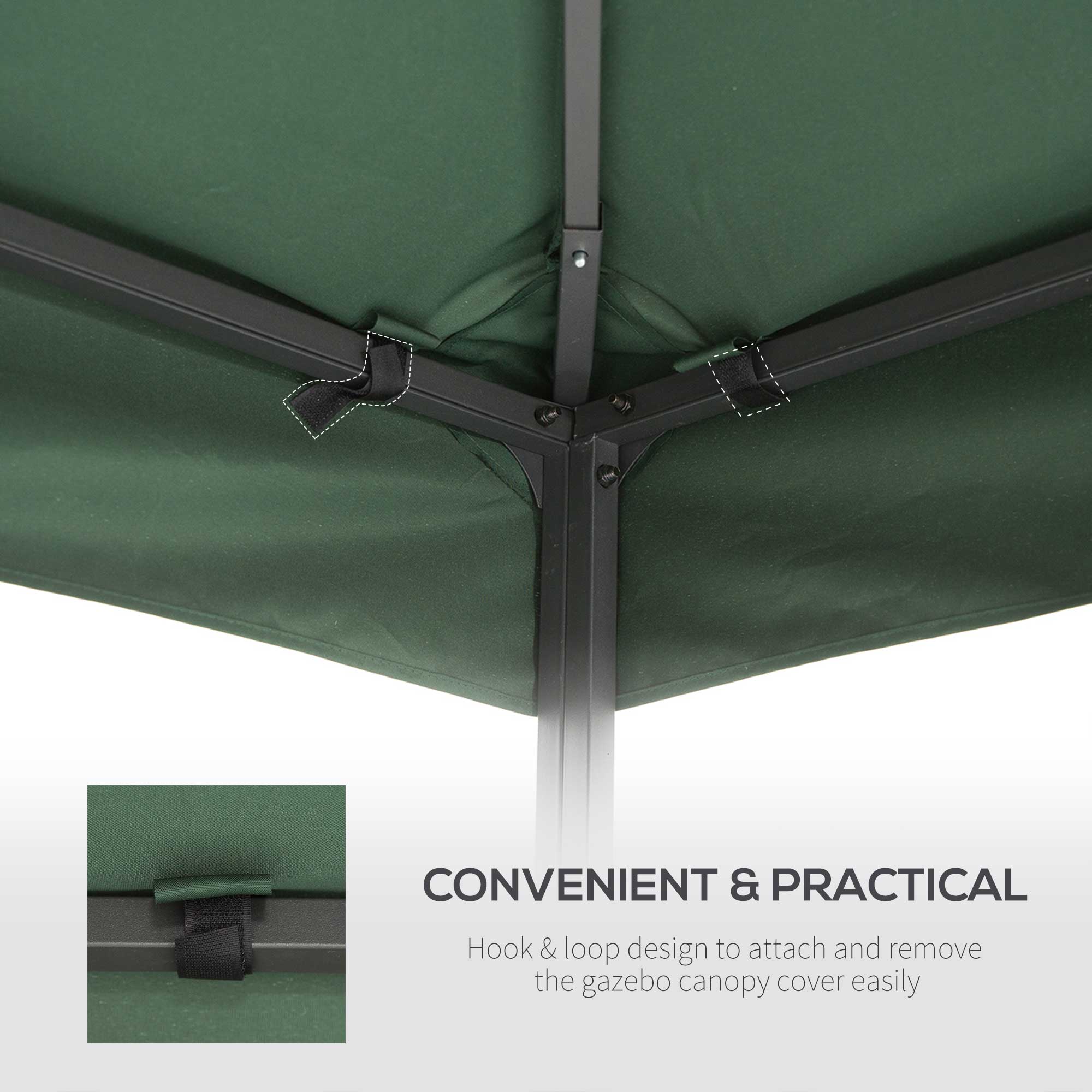 3 x 3 Metre Replacement Gazebo Canopy Double Tier UV Resistant - Dark Green