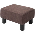 Linen Fabric Footstool Ottoman Cube with Plastic Legs - Brown