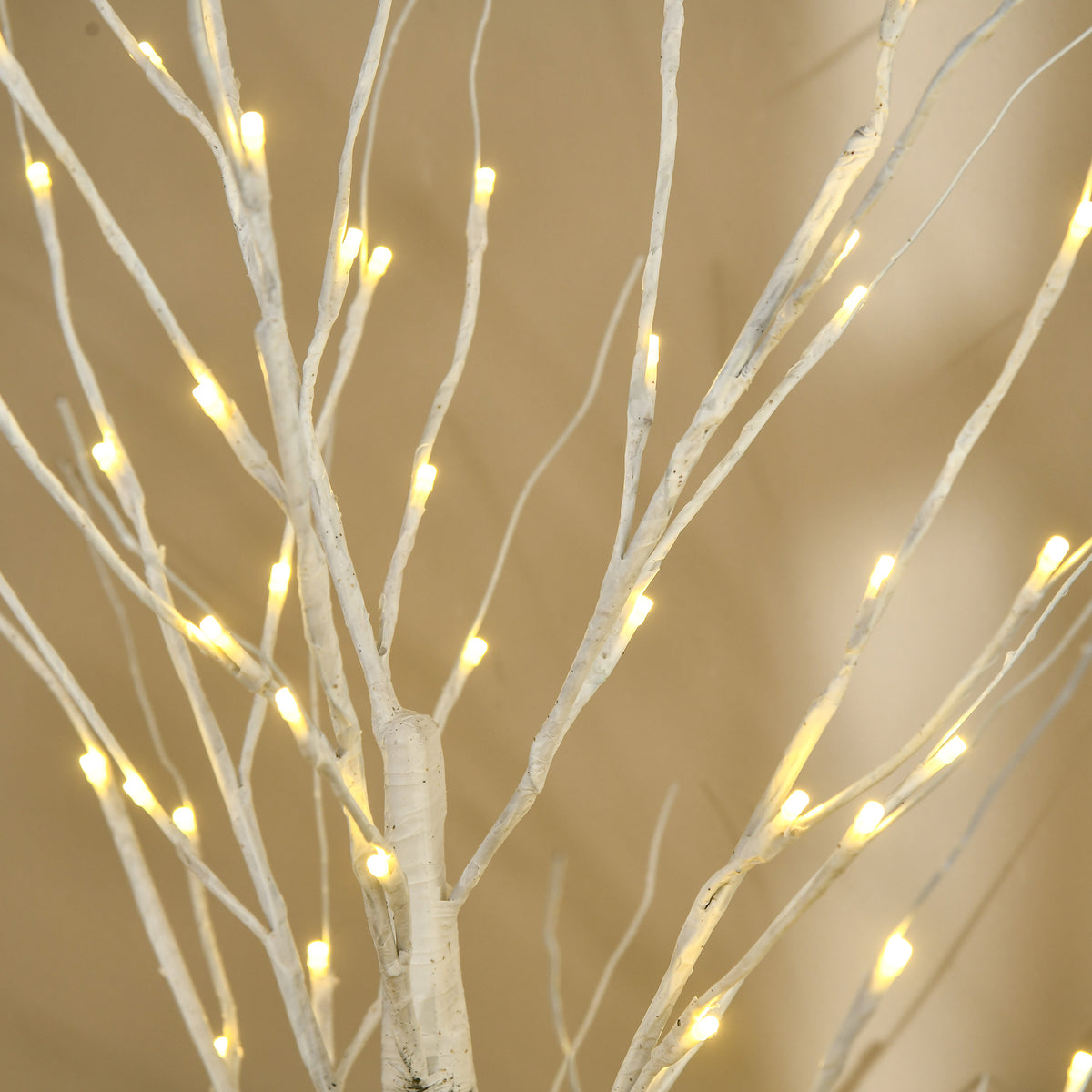 6ft Artificial White Birch Tree with 96 Warm White LED Lights - White