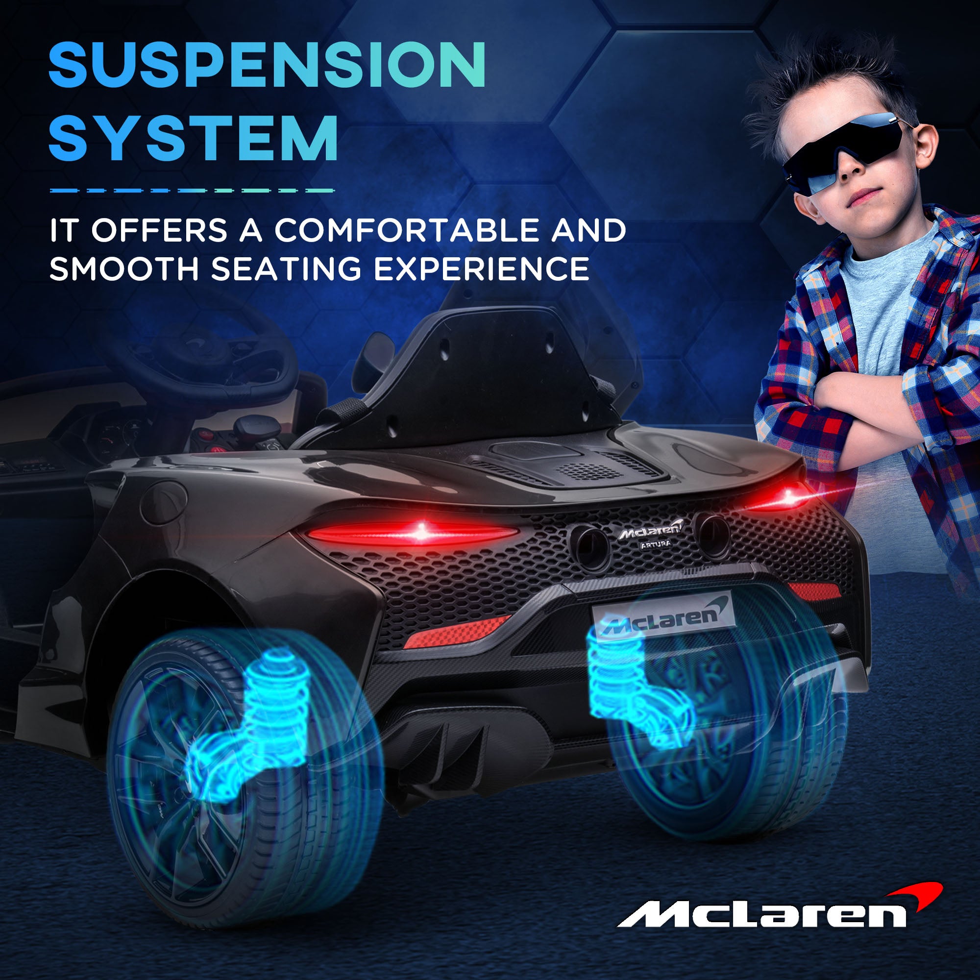 Mclaren Licensed Kids Electric Ride on Car with Butterfly Doors, 12V Powered Electric Car with Remote Control, Horn, Headlights, MP3