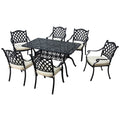 7 Piece Aluminium Patio Dining Set with Umbrella Hole - Black