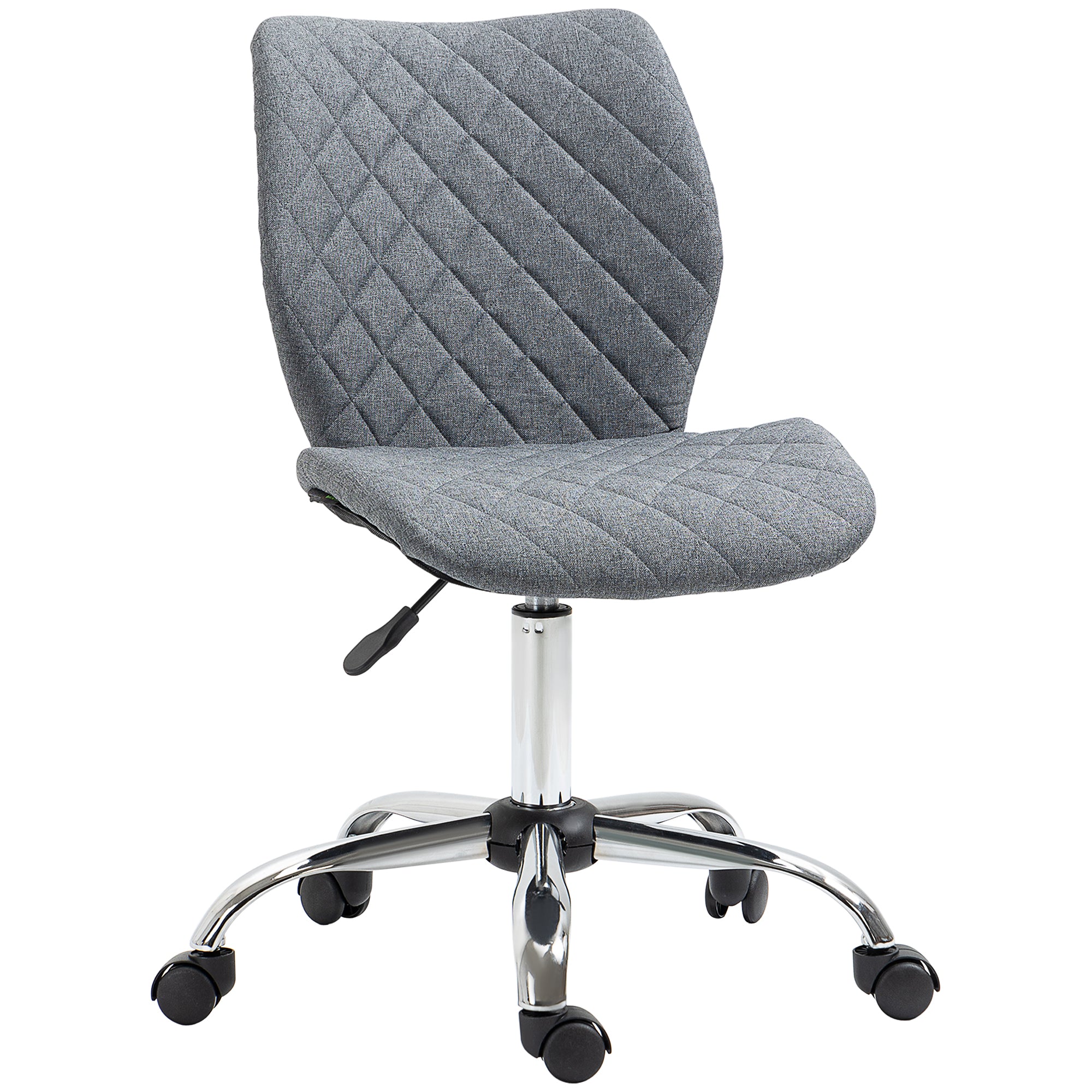 Mid Back Swivel Chair w/360° Swivel Height, thick sponge padded, Adjustable Home Office Linen Fabric Grey