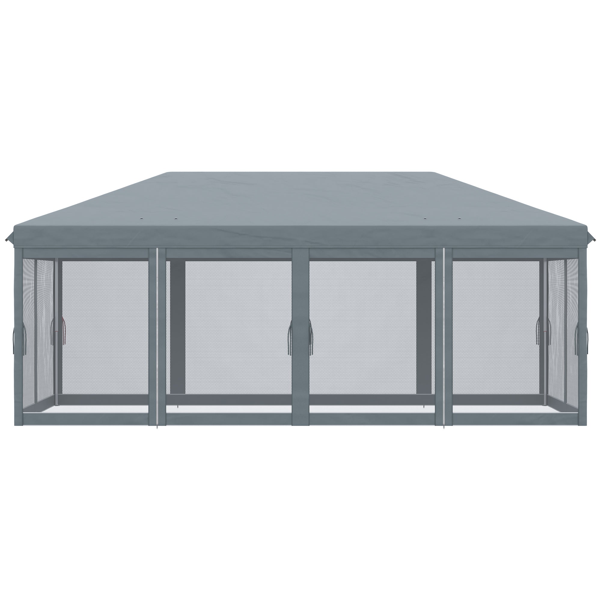 6x3m Outdoor Pop Up Canopy Tent with Mesh Walls and Carry Bag - Grey
