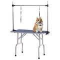Adjustable Dog Grooming Table with Rubber Top, 2 Safety Slings & Mesh Storage Basket 107x60x170cm - Blue