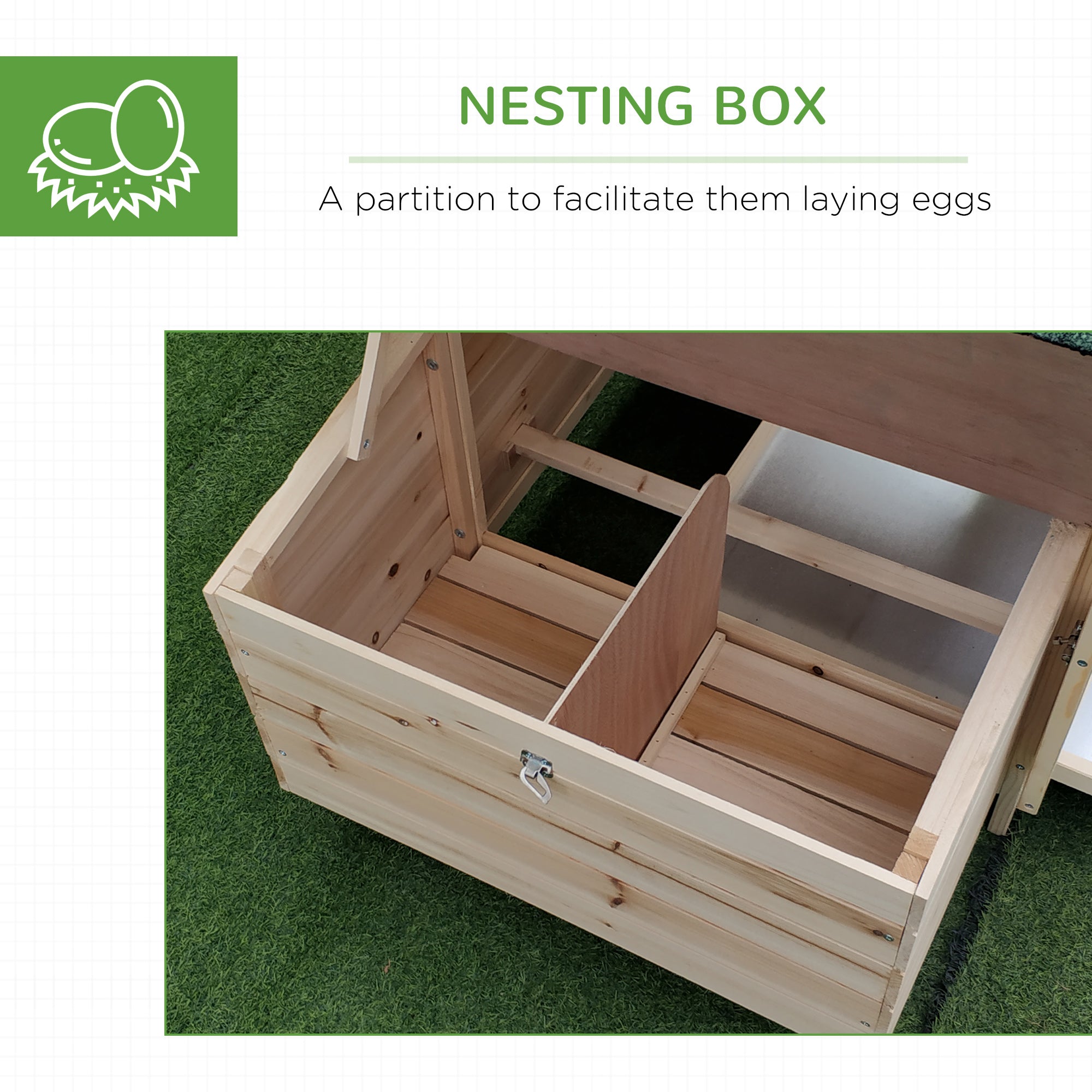 Chicken Coop Hen House Rabbit Hutch Poultry Cage Pen Outdoor Backyard with Nesting Box Run 196 x 76 x 97cm Natural