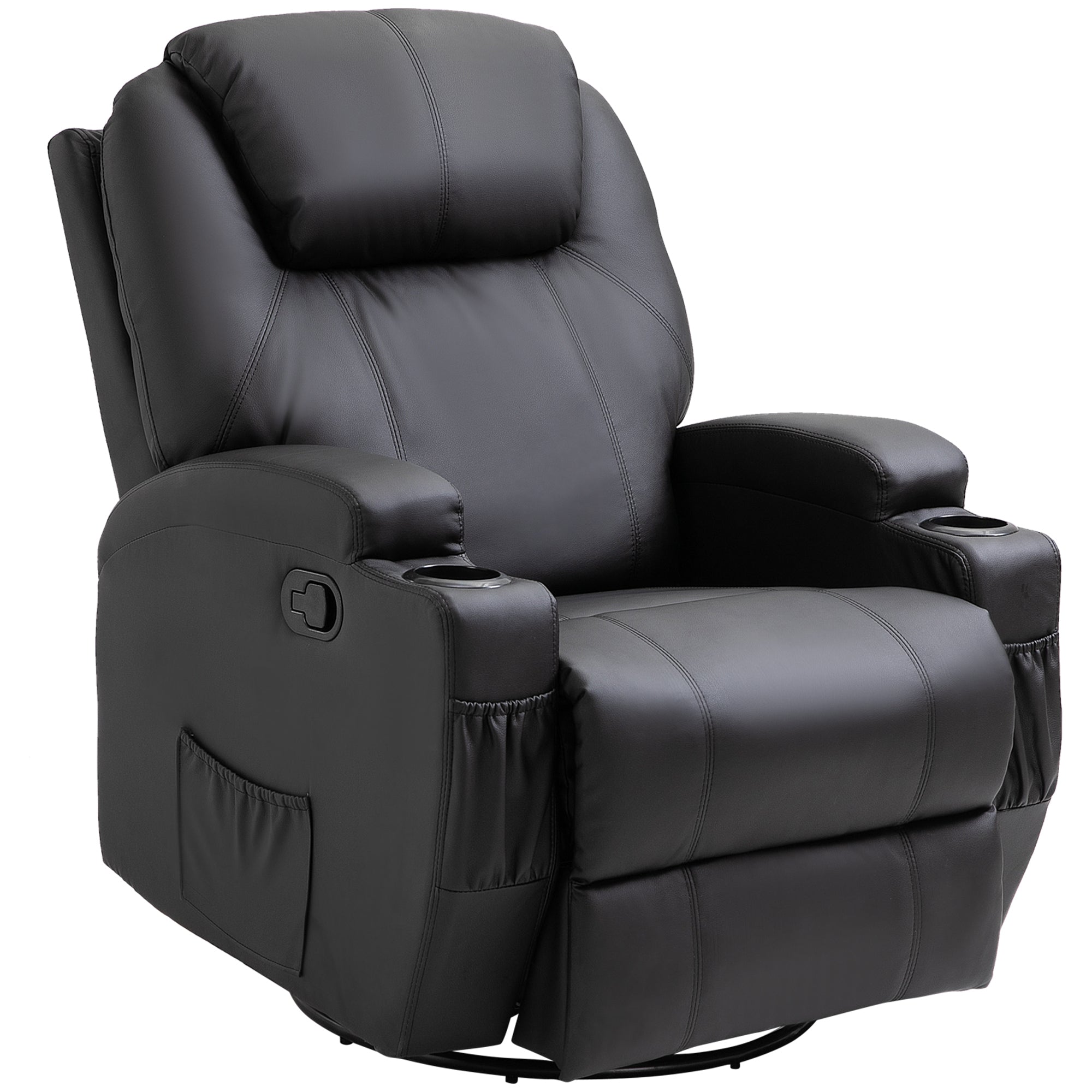 Recliner Sofa Chair PU Leather Armchair Cinema Massage Chair Swivel Nursing Gaming Chair Black