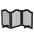 Wooden Foldable Small Dog Gate Stepover Panel with Support Feet Freestanding Pet Fence Safety Barrier - Black