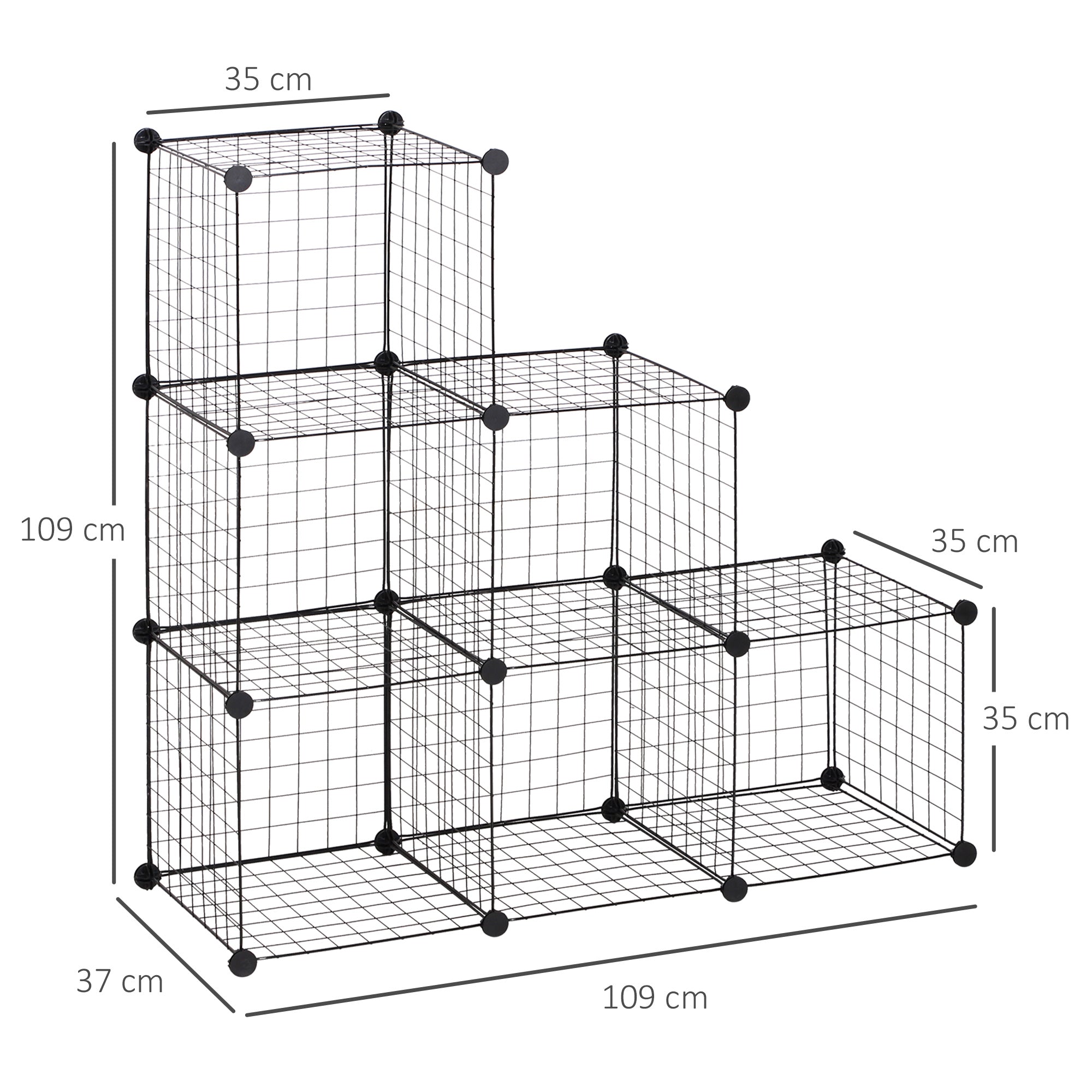 DIY 6 Cube Metal Wire Rack Interlocking Storage Cabinet Living Room Organiser Display Shelves Black