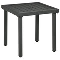 Garden Side Table with Umbrella Hole Steel Frame Patio End Table 51cm - Grey