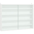 5-Tier Wall Display Shelf Cabinet with 4 Adjustable Shelves and Glass Doors 60x80cm - White