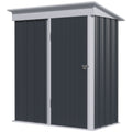 5 Foot Metal Lean-To Garden Shed with Adjustable Shelves - Dark Grey
