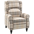 Push Back Recliner Armchair with Padded Seat and Armrest - Khaki