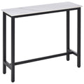 Bar Table Marble Grain Dining Table with Adjustable Footpads 120x40x100cm - White & Black