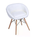 Faux Leather Lounge Chair with Solid Wooden Legs - White