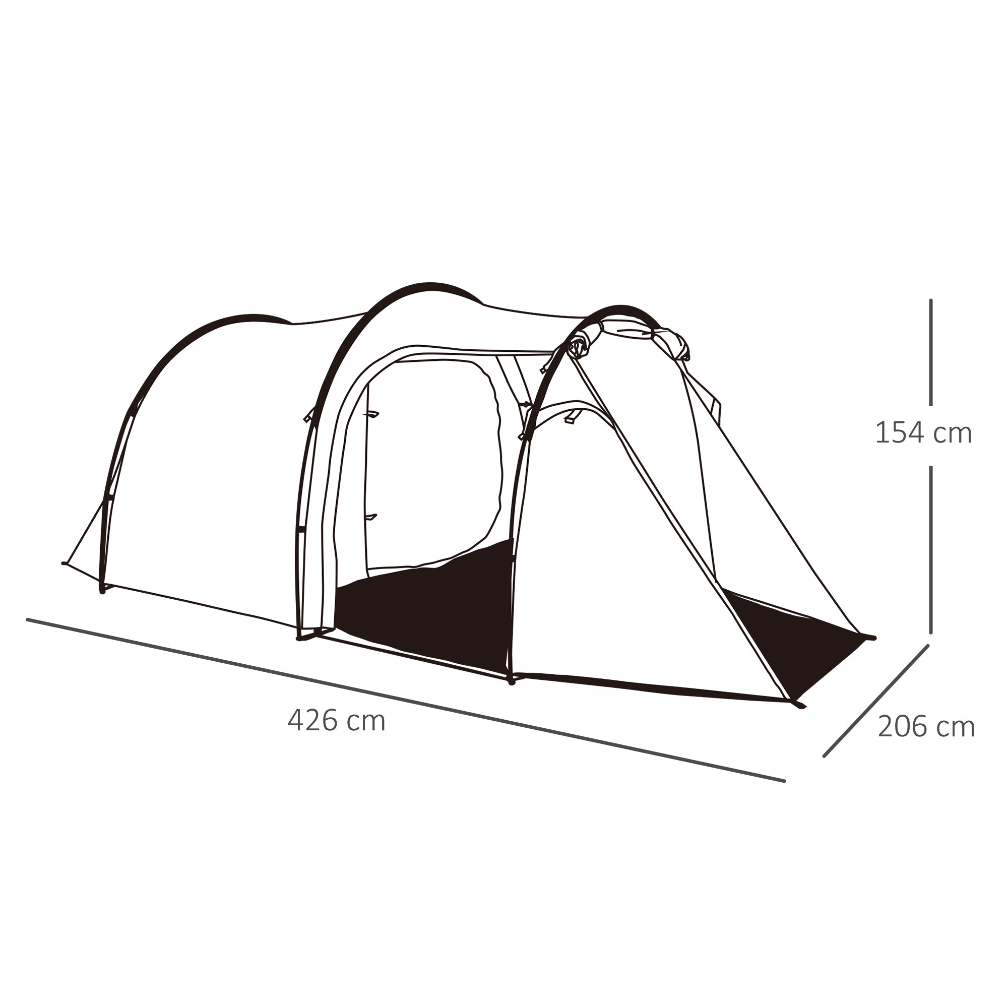 2-3 Man Tunnel Tents w/ Vestibule Camping Tent Porch Air Vents Rainfly Weather-Resistant Shelter Fishing Hiking Festival Shelter Blue