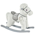 Kids Plush Ride-On Rocking Horse Toy with Realistic Sounds for 18-36 Months - White