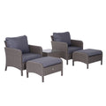 5 Piece Rattan Garden Furniture Set With Cushions - Dark Grey